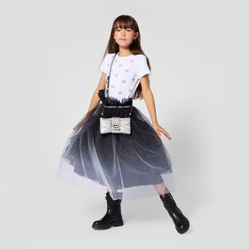 Girls Black Logo Tulle Skirt