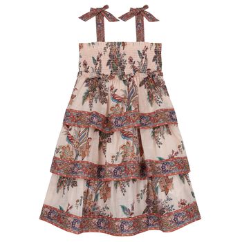 Girls Pink Floral Tiered Dress