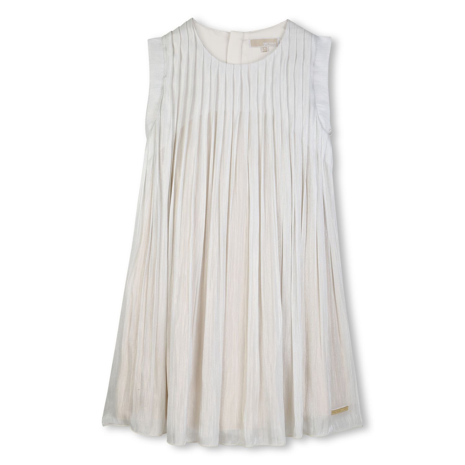 Girls Ivory Logo Pleated Dress, 1, hi-res
