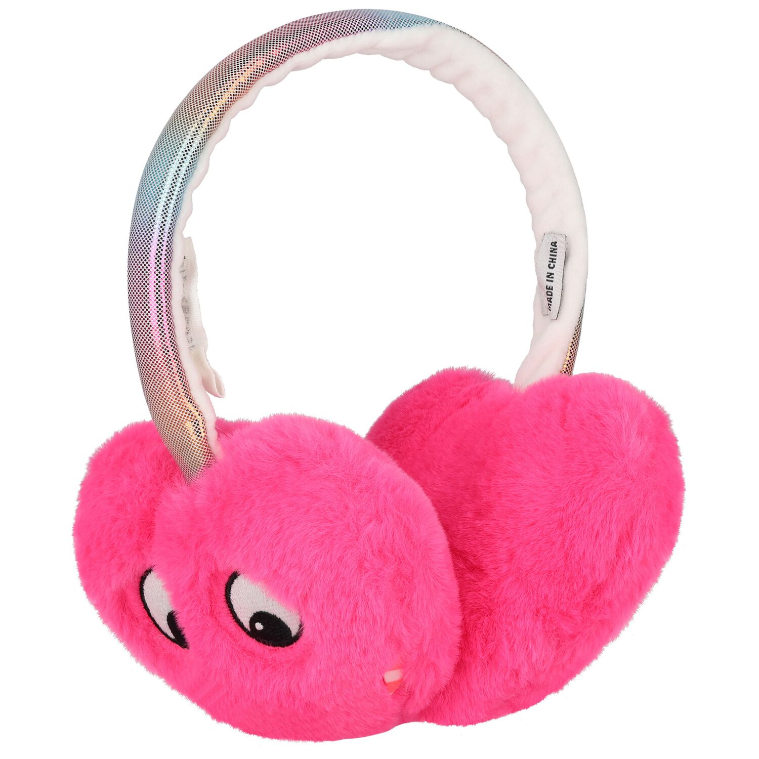 Girls Pink Heart Earmuffs, 1, hi-res