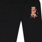 Girls Black Teddy Bear Trousers, 1, hi-res