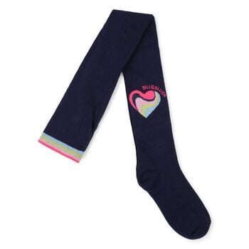 Girls Navy Blue Heart Tights