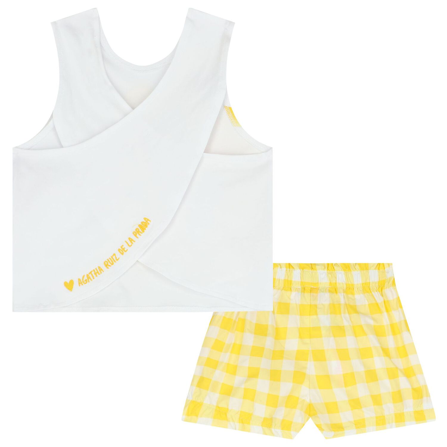 Girls Yellow & White Shorts Set, 1, hi-res image number null
