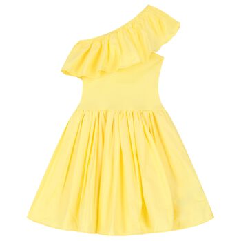 Girls Yellow Asymmetric Dress