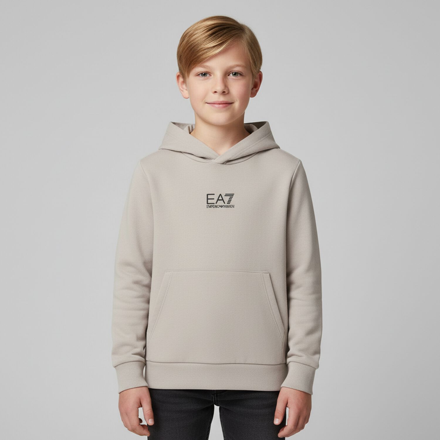 Boys Beige Logo Hooded Top, 3, hi-res image number null