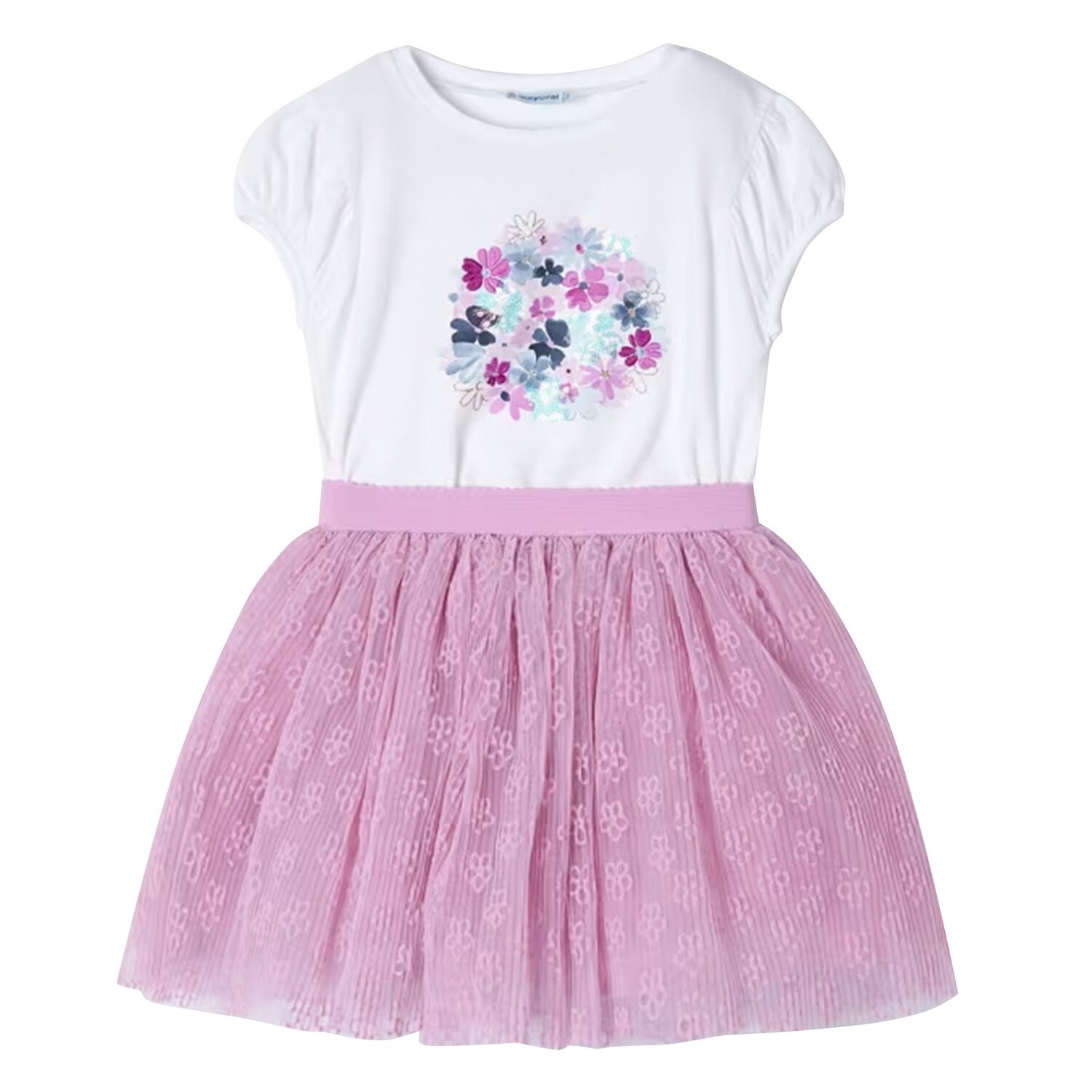Mayoral Embroidered Tulle Skirt Set - Mauve Mayoral Embroidered Tulle Skirt Set - Mauve
