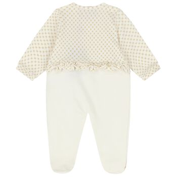 Baby Girls Ivory Logo Babygrow