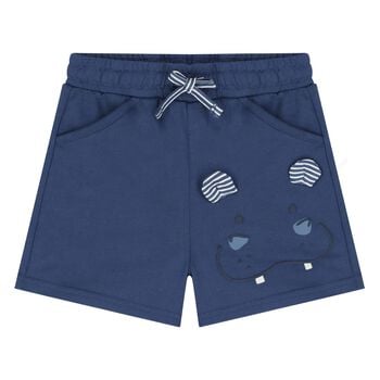 Younger Boys Navy Blue Hippo Shorts