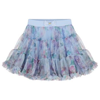 Girls Blue Floral Tutu Skirt