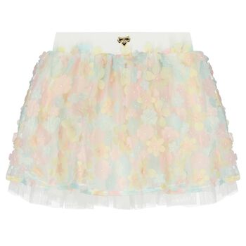 Girls Pink Flower Tulle Skirt