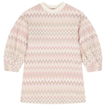 Girls Pink Logo Zig Zag Sweatshirt Dress