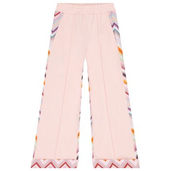 Girls Pink Logo Zig Zag Trousers