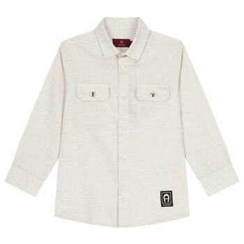Boys Beige Logo Shirt