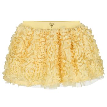 Girls Yellow Flower Tulle Skirt