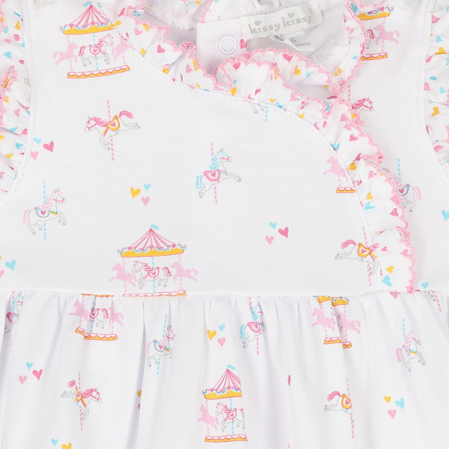Baby Girls White & Pink Carousel Dress Set, 1, hi-res