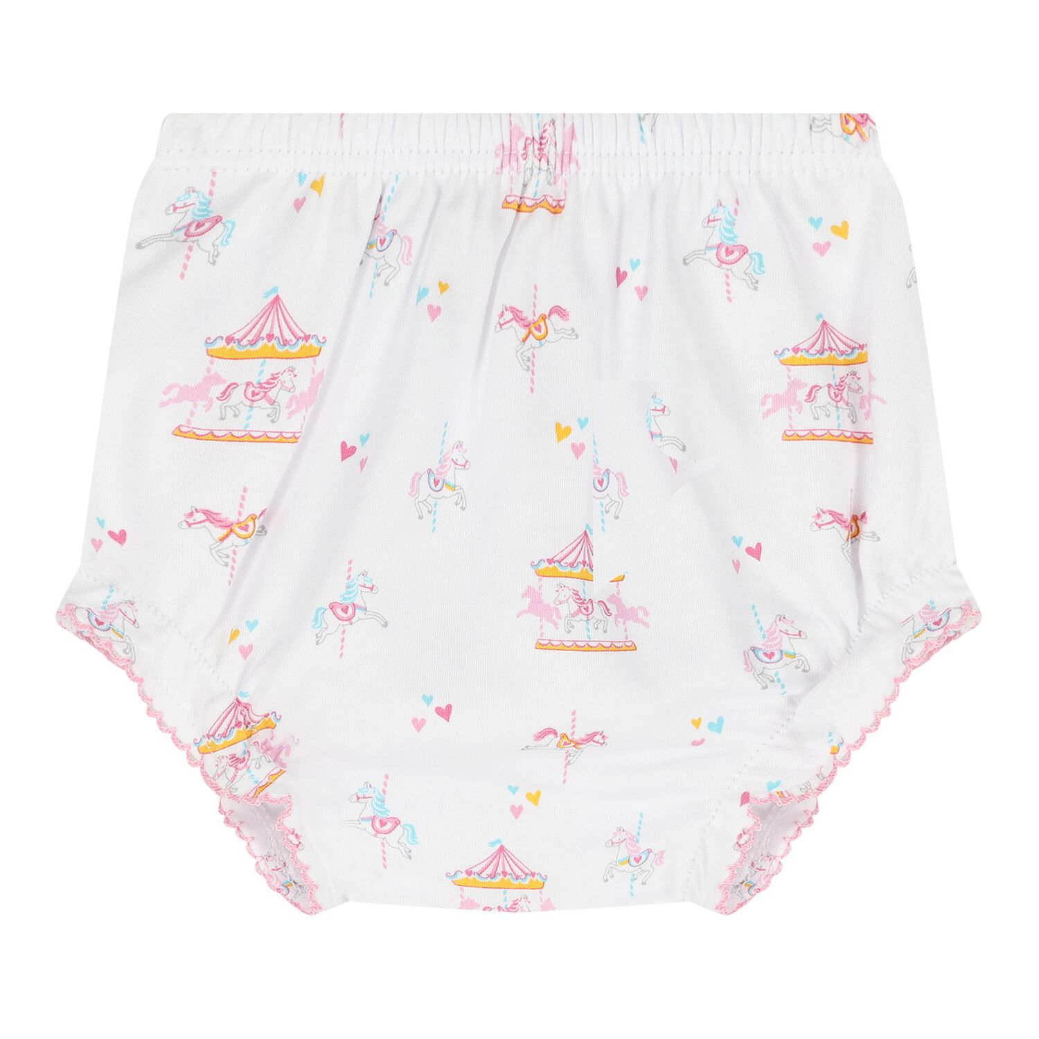 Baby Girls White & Pink Carousel Dress Set, 1, hi-res