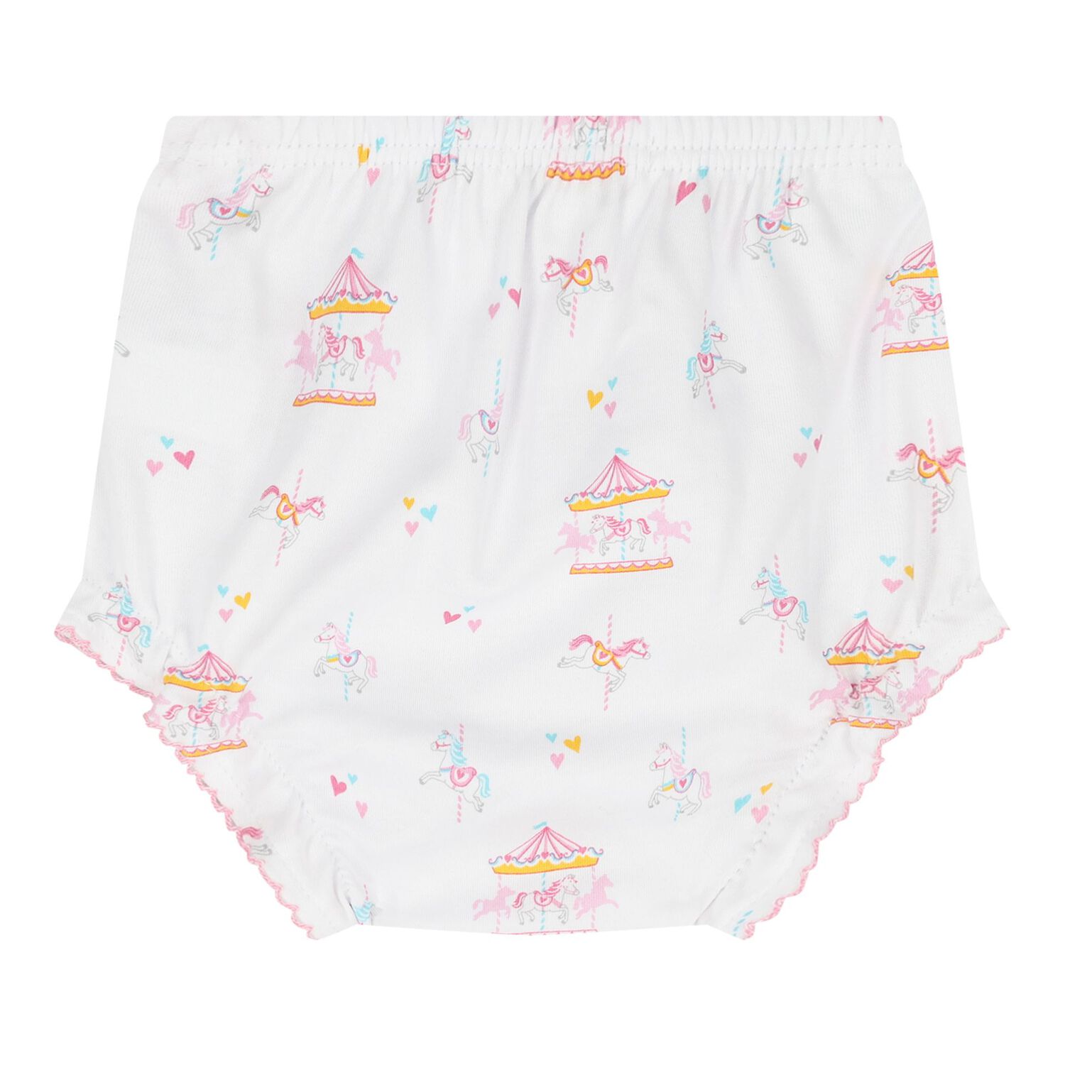 Baby Girls White & Pink Carousel Dress Set, 1, hi-res