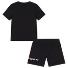 Boys Black Logo Shorts Set, 1, hi-res