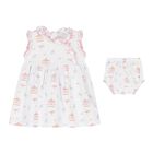 Baby Girls White & Pink Carousel Dress Set, 1, hi-res