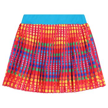 Girls Pink Pleated Dots Skirt
