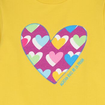 Girls Yellow & Pink Logo Heart Dress