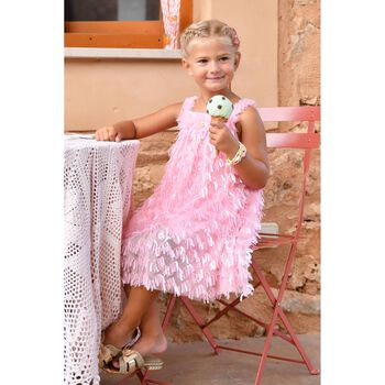 Girls Pink Sequin Tulle Dress