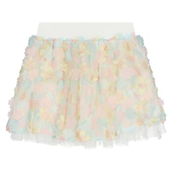 Girls Pink Flower Tulle Skirt