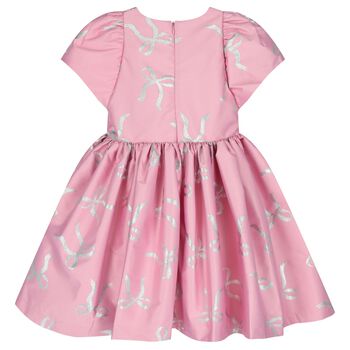 Girls Pink & Silver Bow Dress