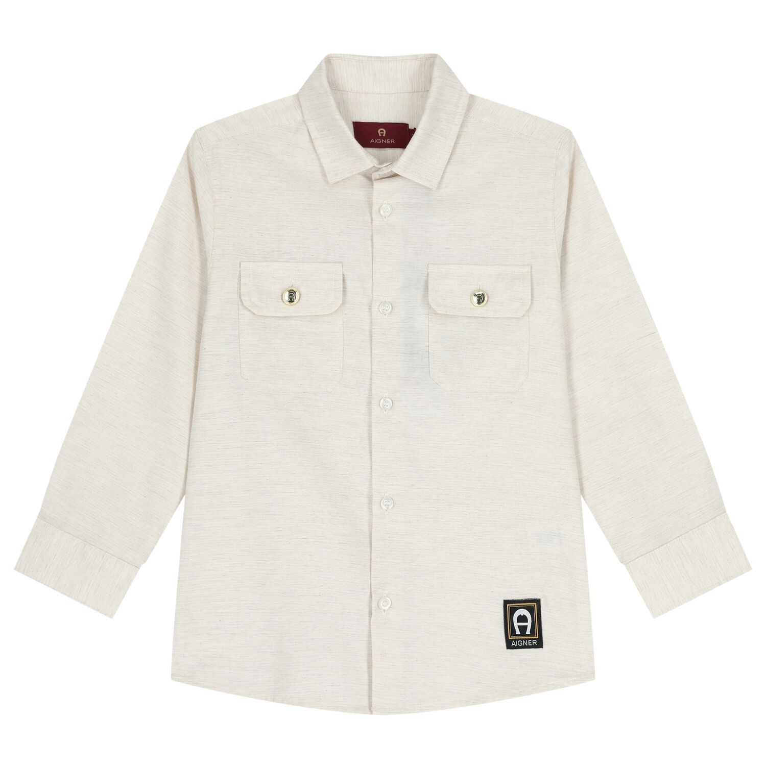 Boys Beige Logo Shirt, 1, hi-res