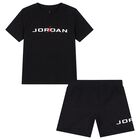 Boys Black Logo Shorts Set, 1, hi-res