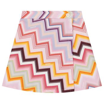 Girls Pink Logo Zig Zag Beach Skirt